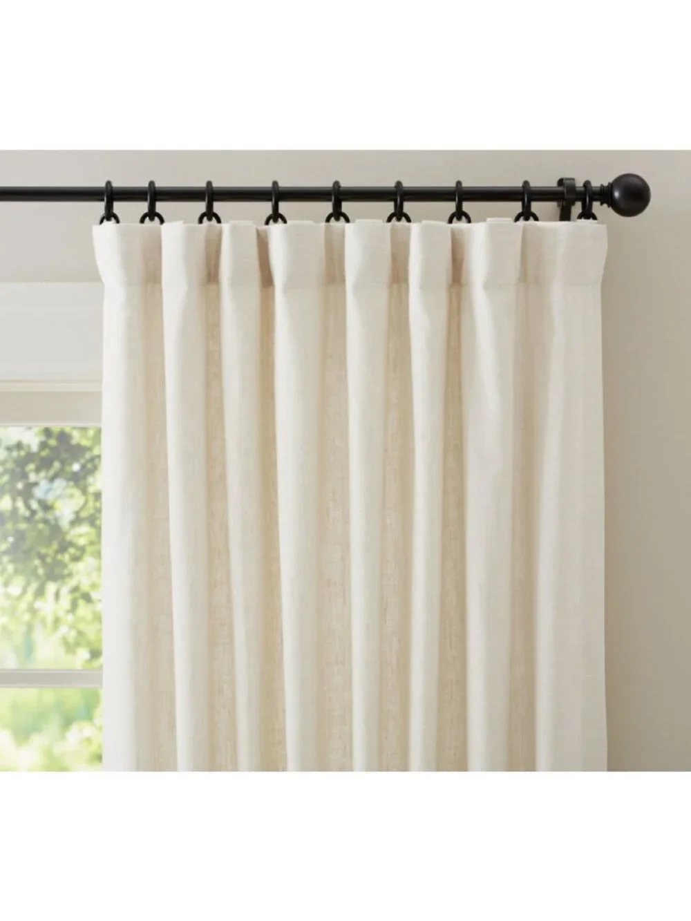 POTTERY BARN 3-in-1 Pole Top Emery Pinstripe SHEER CURTAIN Ivory 50